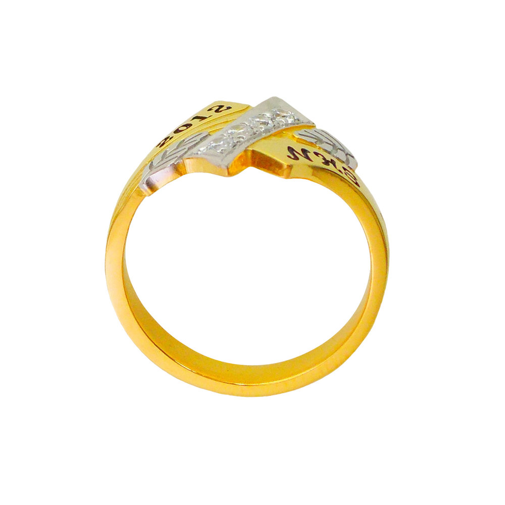 Silver N Style, School ring 14k Gold graduation ring 16mm Modern Leaf Class  Ring CLASS32 gold high school ring